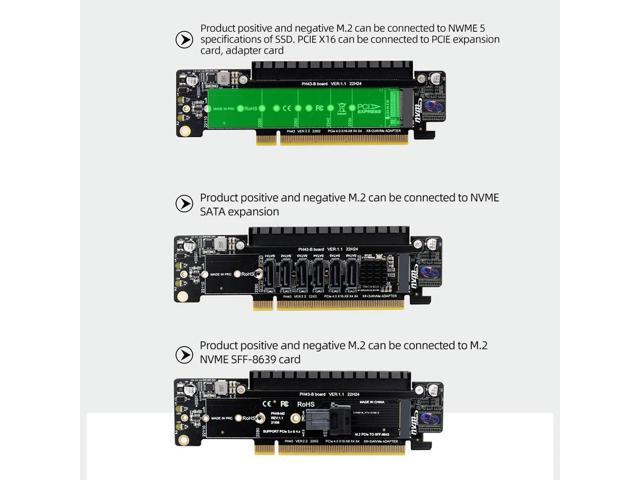 PCIe X16 To X8+X4+X4 Expansion Riser Card Extended Card Support 2280/2260/2242/2230 SSD Adapter Card Expansion Card