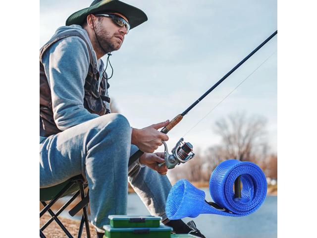 6Pcs Fishing Rod Cover with Elastic Rope Fishing Spinning Rod Socks Breathable Braided Mesh Rod Cover Fishing Tool Accessories