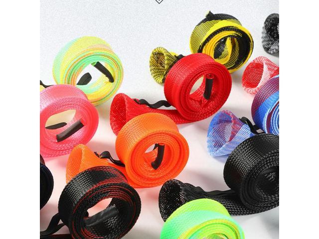 6Pcs Fishing Rod Cover with Elastic Rope Fishing Spinning Rod Socks Breathable Braided Mesh Rod Cover Fishing Tool Accessories