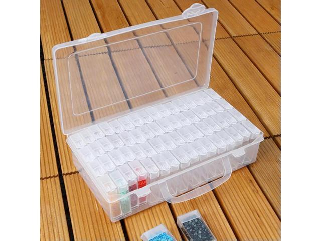 64 Grid Transparent Plastic Box for Diamond Painting Rhinestones Beads Organizer Box for Beads Jewelry Crafts & Nail Art
