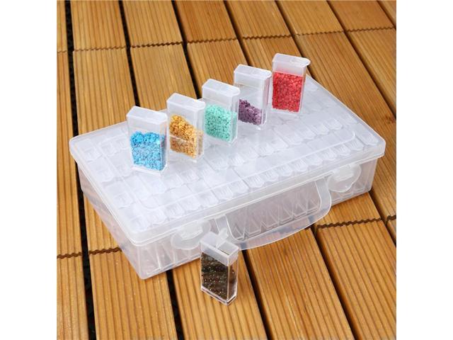 64 Grid Transparent Plastic Box for Diamond Painting Rhinestones Beads Organizer Box for Beads Jewelry Crafts & Nail Art