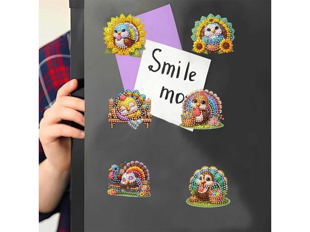 6Pcs Acrylic Special Shape Turkey Diamond Art Magnets Decals Diamond Painting Refrigerator Magnet Diamond Painting Fridge Magnet