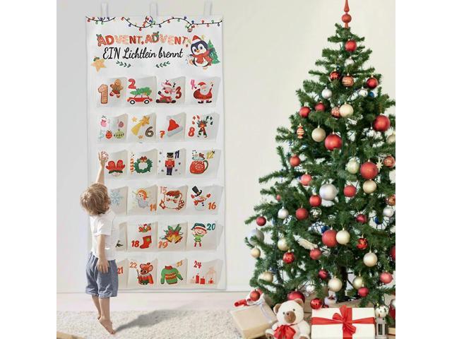 Fabric Christmas Advent Calendar Christmas Countdown Calendar Reusable Advent Calendar 2024 with 24 Pockets Party Supplies