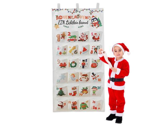 Fabric Christmas Advent Calendar Christmas Countdown Calendar Reusable Advent Calendar 2024 with 24 Pockets Party Supplies