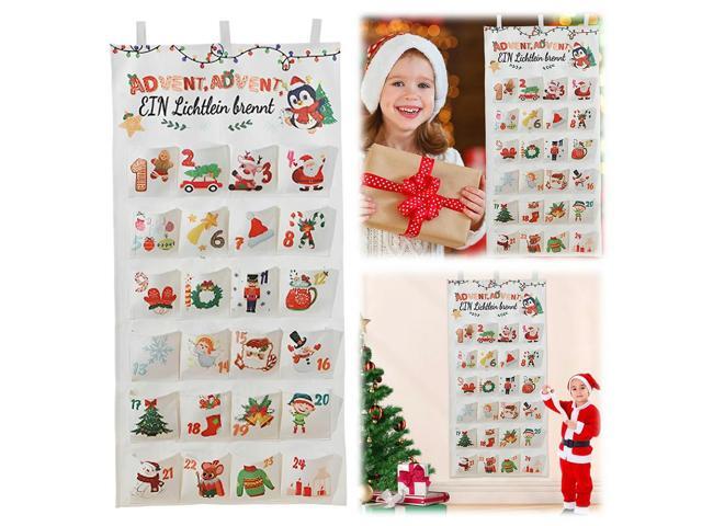 Fabric Christmas Advent Calendar Christmas Countdown Calendar Reusable Advent Calendar 2024 with 24 Pockets Party Supplies