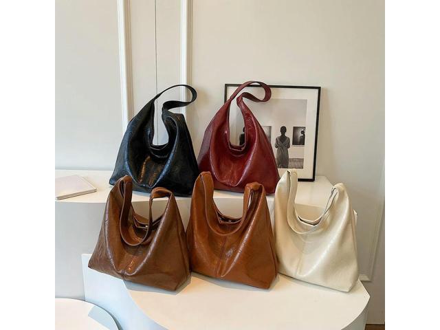Women Leather Shoulder Bag Versatile Hobo Bag and Clutch Casual 2pcs Shoulder Bag and Handbag Set Satchel Hobo Bag Commuting Bag