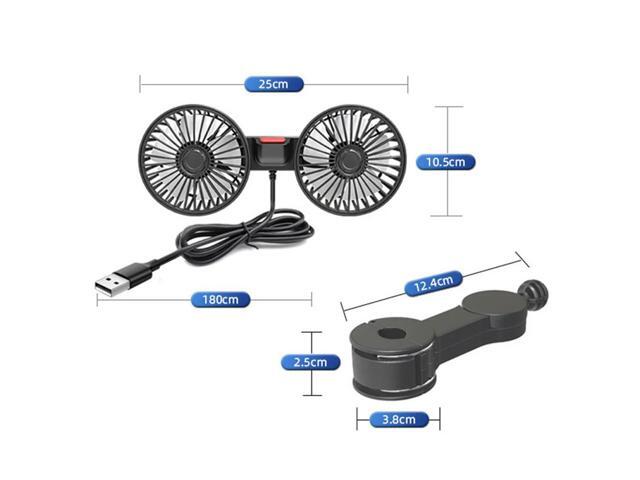 USB Charge Dual Head Fan Car Seat Back Cooling Fan Summer 360 Degree Rotation Auto Headrest Ventilation Fan Neck Cooler
