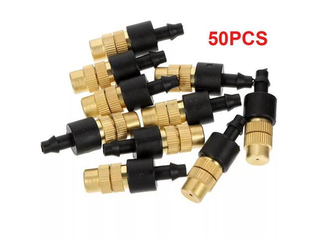 50Pcs Brass Spray Nozzle Adjustable Garden Hose Sprinkler Head Irrigation Drippers Atomizing Nozzle for 4/7mm Hose