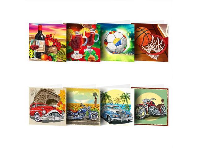 8PCS DIY Rhinestone Diamond Art Mosaic Postcards Festival Party Designs Diamond Art Handmade Cards Congratulations Cards & Gifts