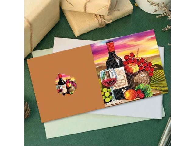 8PCS DIY Rhinestone Diamond Art Mosaic Postcards Festival Party Designs Diamond Art Handmade Cards Congratulations Cards & Gifts