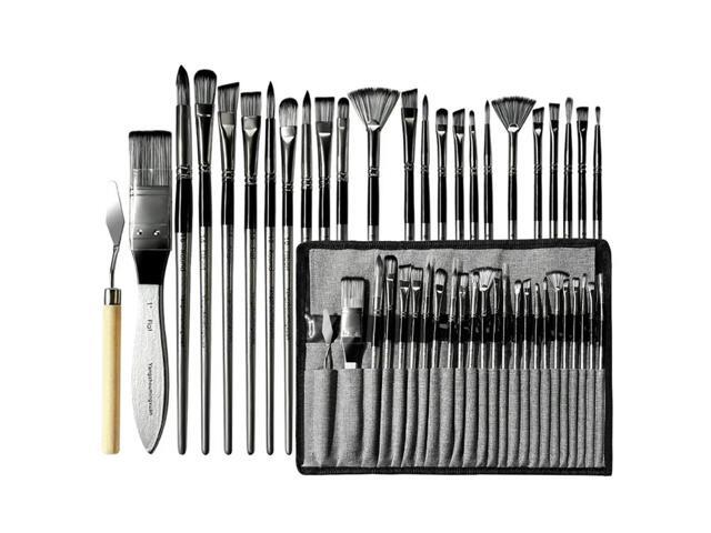 24pcs Nylon Brush Set Oil Painting Brushes with Scraper Gouache Watercolor Brushes Different Shape Acrylic Brushes Art Supplies