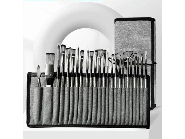 24pcs Nylon Brush Set Oil Painting Brushes with Scraper Gouache Watercolor Brushes Different Shape Acrylic Brushes Art Supplies