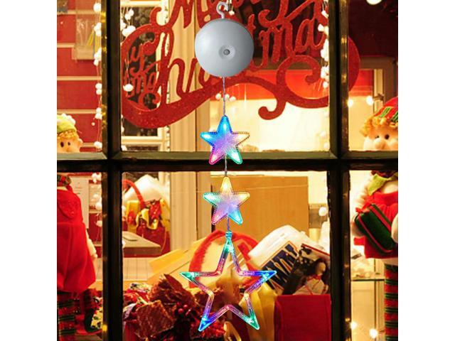 3 Pack Christmas Indoor Star Window Light with Suction Cup Light Up Hanging Christmas Decoration for Glass Window Outdoor Decor