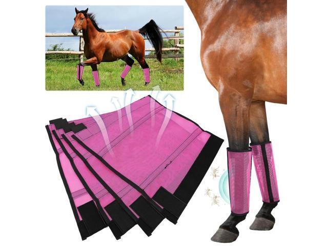 4 Sets Horse Leg Mosquito Protective Cover Breathable Mesh Horse Boots for Preventing Legs Reduces Flies Mosquitoes Bites