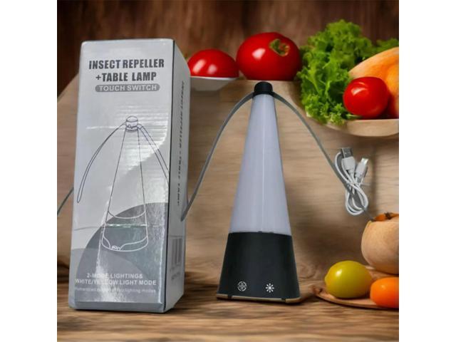 Fly Deterrent with Holographic Blades Table Top Bug Repellent Fan LED Light Fly Swatter Fan for Picnic Restaurant Party Home BBQ