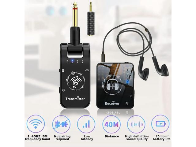 Wireless In-Ear Monitor System Rechargeable Transmitter Receiver 40M Transmission for Studio Band Rehearsal Live Performance
