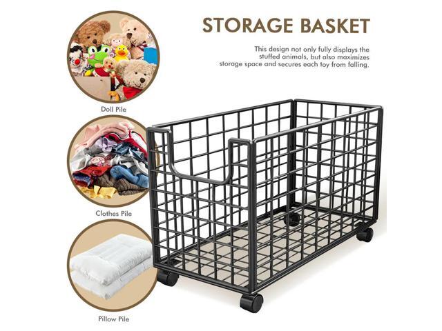 Stuffed Animal Organizer with Wheels Plush Toy Basket Kids Toy l Bins for of Any Stuff