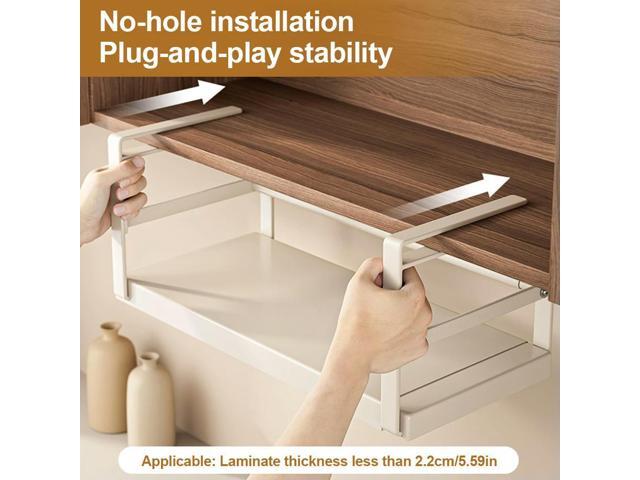 Extendable Under Cabinet Shelf & Thick Clip Under Cabinet Add-on Baskets for Kitchen Pantry Laundry Bathroom