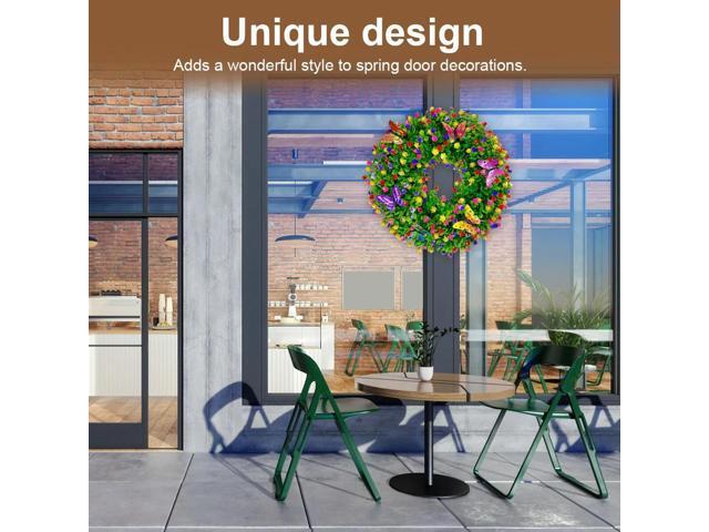 Artificial Eucalyptus Wreath Sping Door Wreath Butterfly Flower Wreath for Wall Window Farmhouse Party Holiday Home Decor