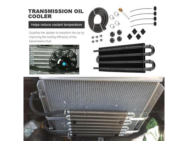 4 Row Aluminium Alloy Radiator with Tube and Hose Mounting Kit Oil Radiator Transmission Engine Cooler