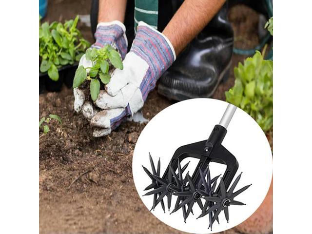 2 in 1 Garden Aerator Garden Soil Scarifier Ventilated Scarifier Rotary Cultivator Tool Garden Lawn Ripper for Garden Lawn