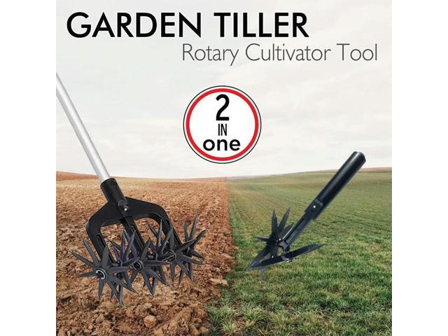 2 in 1 Garden Aerator Garden Soil Scarifier Ventilated Scarifier Rotary Cultivator Tool Garden Lawn Ripper for Garden Lawn