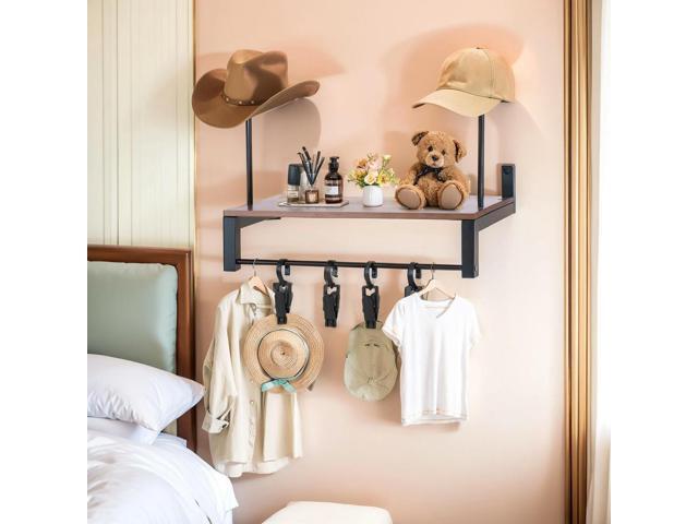 Wooden Helmet Organizer Rack with 5 Hooks Helmet Hanger Wear Resist l Helmet Stand for Motorcycle Accesories