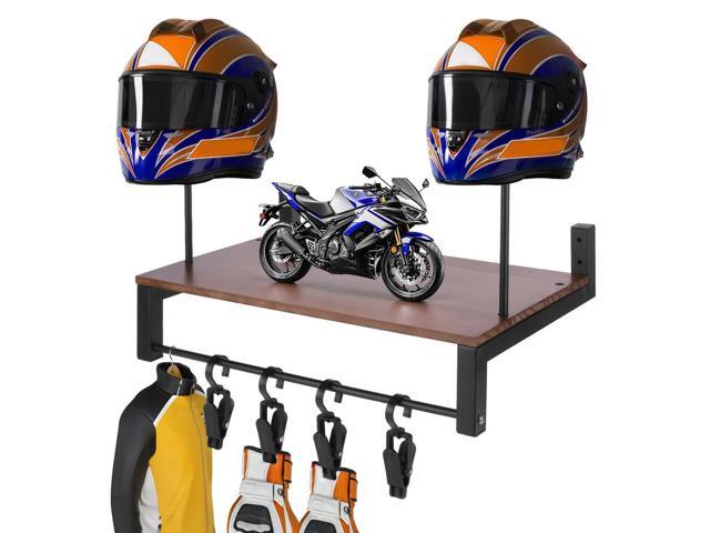Wooden Helmet Organizer Rack with 5 Hooks Helmet Hanger Wear Resist l Helmet Stand for Motorcycle Accesories