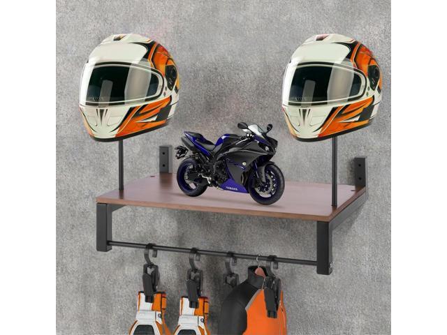 Wooden Helmet Organizer Rack with 5 Hooks Helmet Hanger Wear Resist l Helmet Stand for Motorcycle Accesories