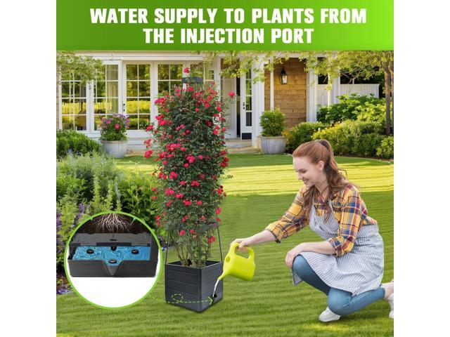 Raised Garden Bed Planter Box with Trellis Tomato Cage Planter Self-Watering Planter Box for Patio Greenhouse