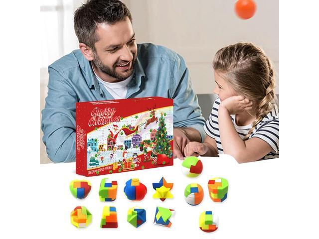 Christmas Advent Calendar 24 Pcs l & Plastic Puzzle Family Brain Challenge Games Toys Xmas Gifts for Boys Girls Teens Adults