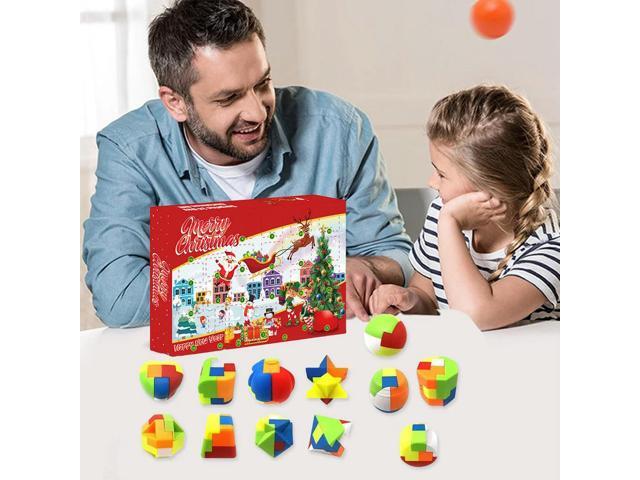 Christmas Advent Calendar 24 Pcs l & Plastic Puzzle Family Brain Challenge Games Toys Xmas Gifts for Boys Girls Teens Adults