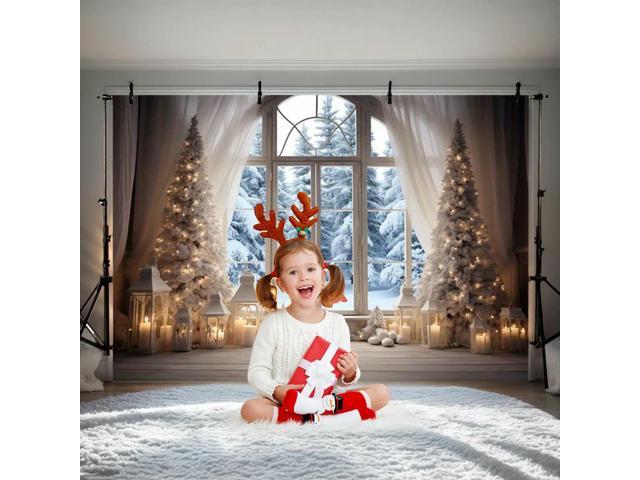 Winter Christmas Rustic Photography Backdrop 10x8FT Winter Snow Scene Xmas Party Decor Background Christmas Tapestry