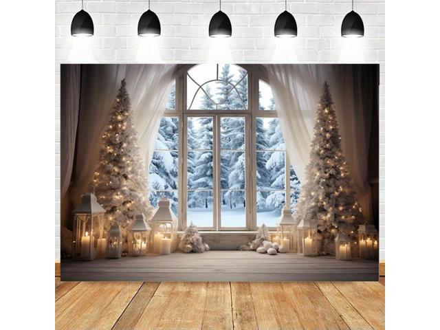 Winter Christmas Rustic Photography Backdrop 10x8FT Winter Snow Scene Xmas Party Decor Background Christmas Tapestry