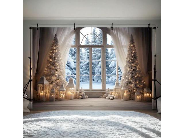 Winter Christmas Rustic Photography Backdrop 10x8FT Winter Snow Scene Xmas Party Decor Background Christmas Tapestry
