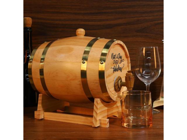 3L Wooden Whiskey Barrel with Stand Bung and Spigot Whiskey Barrel Dispenser Bourbon Barrel for Whiskey Bourbon Cocktails Rum