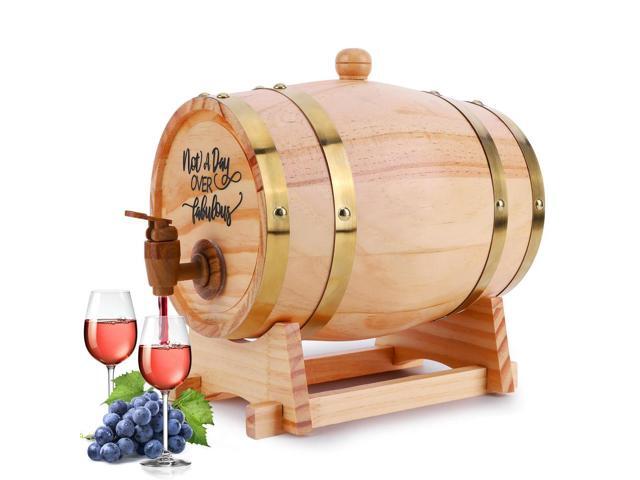 3L Wooden Whiskey Barrel with Stand Bung and Spigot Whiskey Barrel Dispenser Bourbon Barrel for Whiskey Bourbon Cocktails Rum