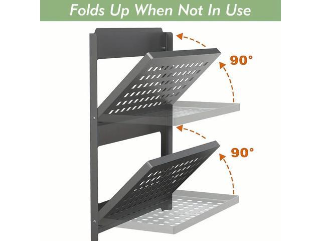 2-Tier Table Rack Wall Mounted Rack Shelf for Basement Coffee Bar Kitchen Room Office
