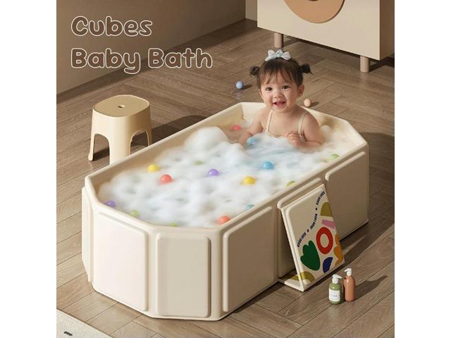 Baby Bathtub for Infants To Toddlers Collapsible Baby Bath Tub with Drain Outlet Toddler Bathtub