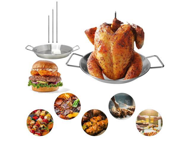 Vertical Meat Skewer Grill with Removable Spikes Stainless Steel Vertical Skewers Roaster for Oven Kebabs BBQ Dishes