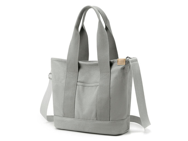 Women Handbag Large Capacity Canvas Underarm Bag Solid Color Adjustable Strap Multi-compartment Lightweight for Office Travel