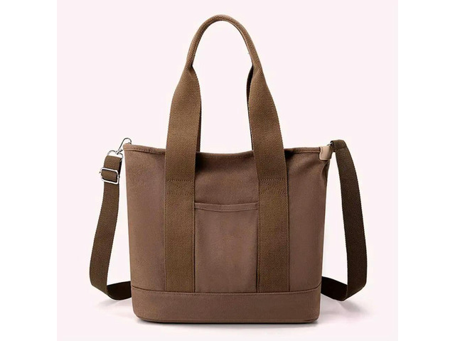 Women Handbag Large Capacity Canvas Underarm Bag Solid Color Adjustable Strap Multi-compartment Lightweight for Office Travel