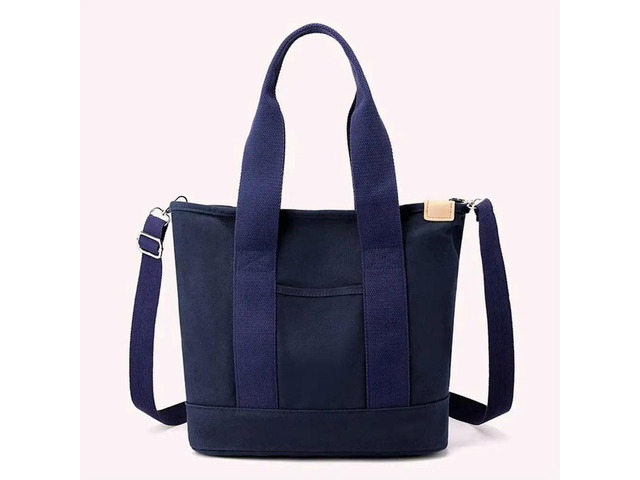 Women Handbag Large Capacity Canvas Underarm Bag Solid Color Adjustable Strap Multi-compartment Lightweight for Office Travel
