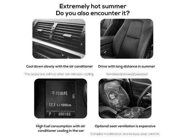 Car Interior Rear Headrest Fan Cooler USB Powered Air Cooling Fan (Black)