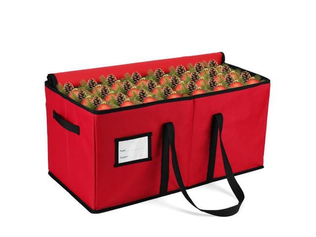 Red Oxford Christmas Decor Box With 128 Compartment Christmas Container Xmas Decorations Organizer