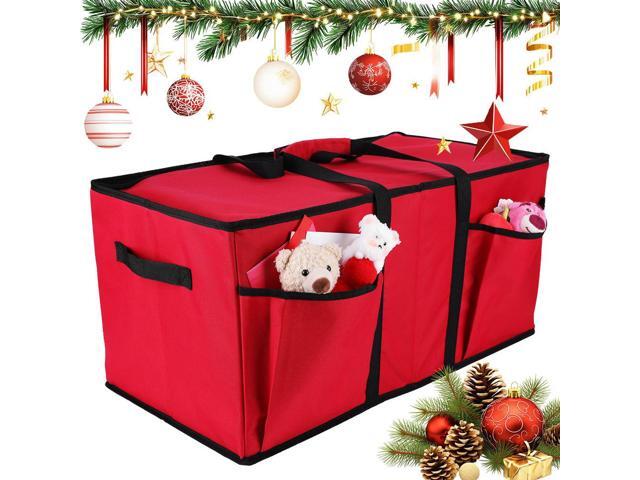 Red Oxford Christmas Decor Box With 128 Compartment Christmas Container Xmas Decorations Organizer