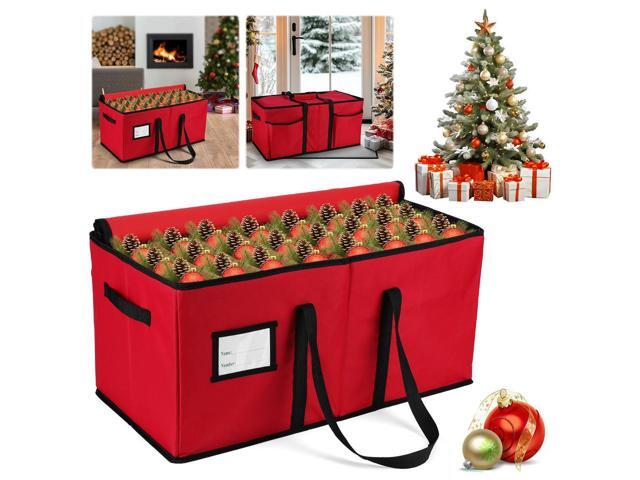 Red Oxford Christmas Decor Box With 128 Compartment Christmas Container Xmas Decorations Organizer