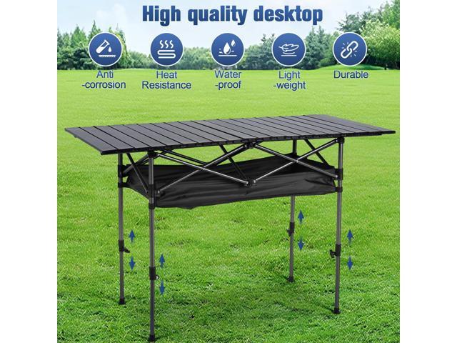 Outdoor Folding Table with Carrying Bag Camping Lifting Table Lightweight Aluminum Picnic Desk for Picnic Camping Trip Beach BBQ