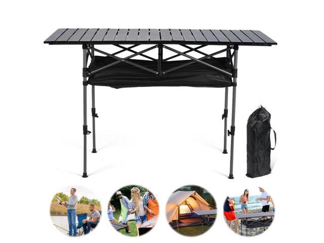 Outdoor Folding Table with Carrying Bag Roll-Up Rectangular Table Large Capacity Ultralight Dinner Desk for Sports Event Fishing
