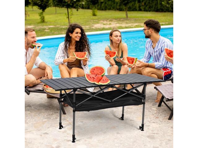 Outdoor Folding Table with Carrying Bag Roll-Up Rectangular Table Large Capacity Ultralight Dinner Desk for Sports Event Fishing